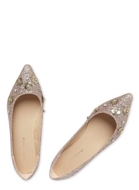 'Hero' Gold Flower Pointed Flat Pumps